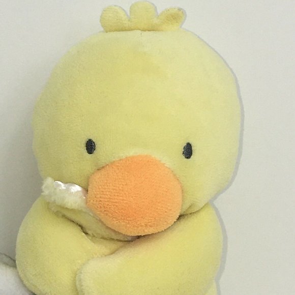 Baby Starters Duck Lovey Security Blanket Satin Rattle Ducky Yellow Gray Blue - Picture 4 of 12